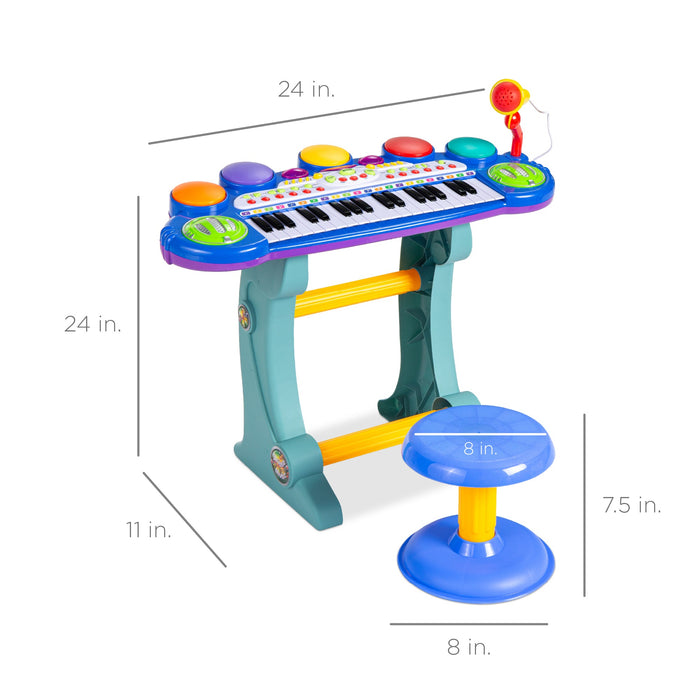 37-Key Kids Electric Keyboard w/ Microphone, Stool