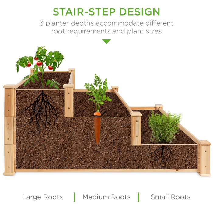 Jardinière surélevée à 3 niveaux en bois de sapin avec installation empilable et plate