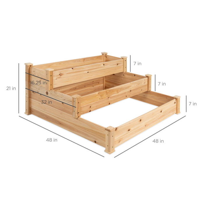 Jardinière surélevée à 3 niveaux en bois de sapin avec installation empilable et plate