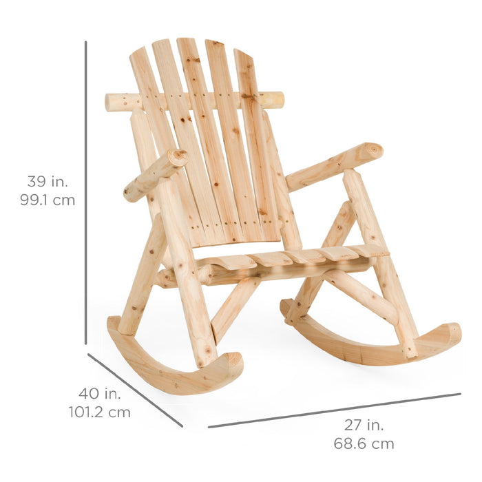 Chaise à bascule Adirondack en bois avec finition naturelle