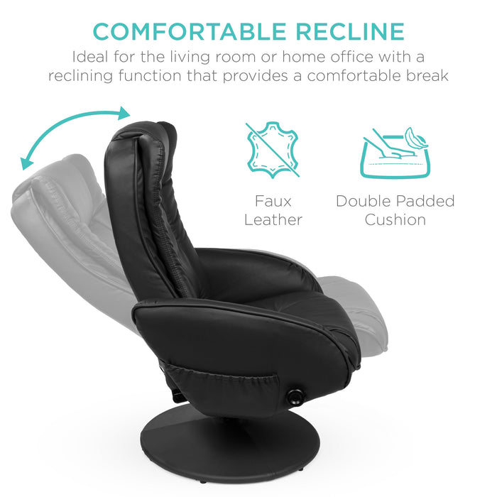 Fauteuil inclinable de massage électrique en similicuir avec tabouret ottoman et télécommande