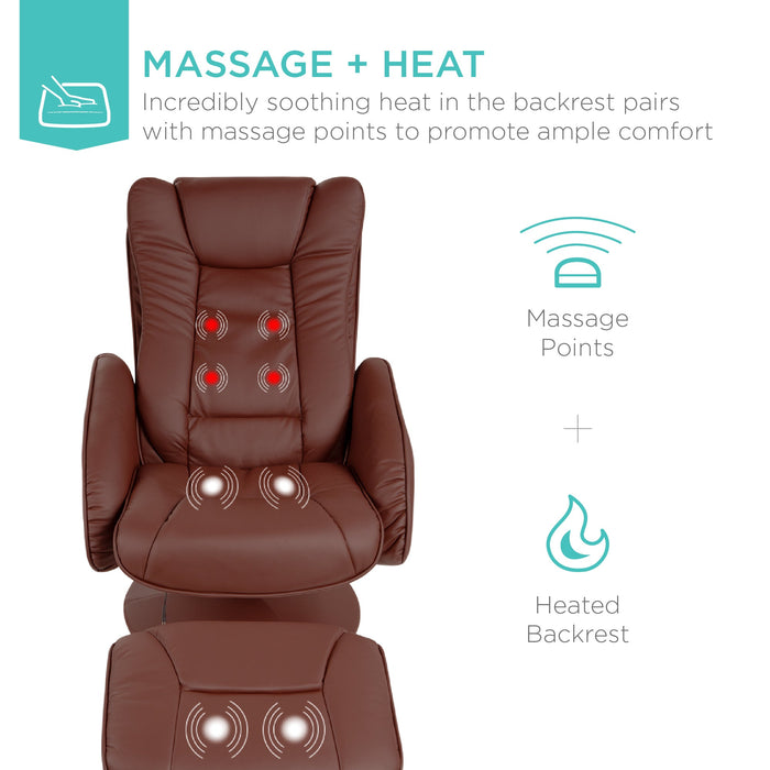 Fauteuil inclinable de massage électrique en similicuir avec tabouret ottoman et télécommande