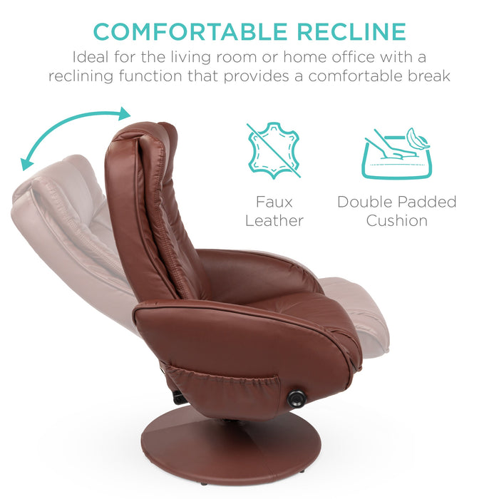 Fauteuil inclinable de massage électrique en similicuir avec tabouret ottoman et télécommande