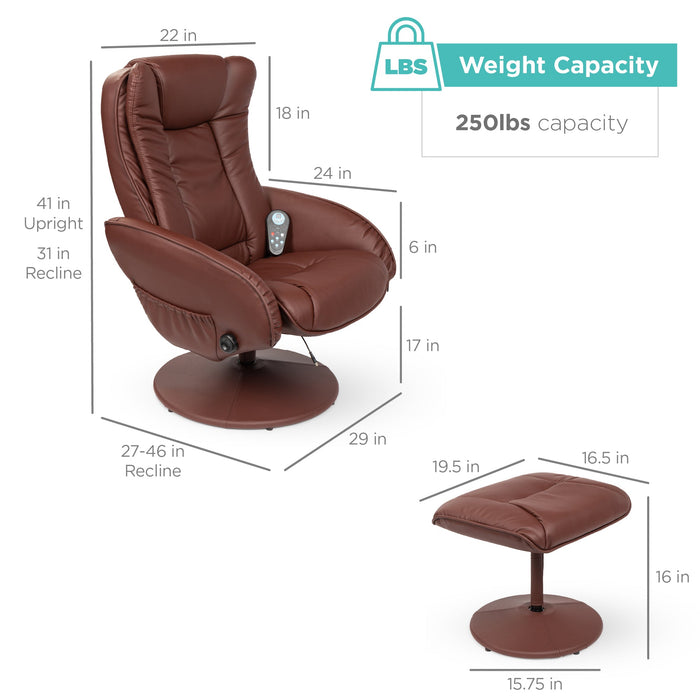 Fauteuil inclinable de massage électrique en similicuir avec tabouret ottoman et télécommande