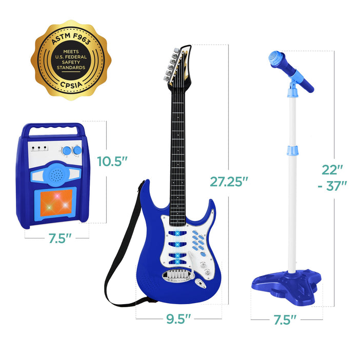 Kids Electric Guitar Toy Play Set w/ 6 Songs, Microphone, Amp