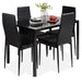 5-Piece Dining Table Set w/ Glass Top, Leather Chairs