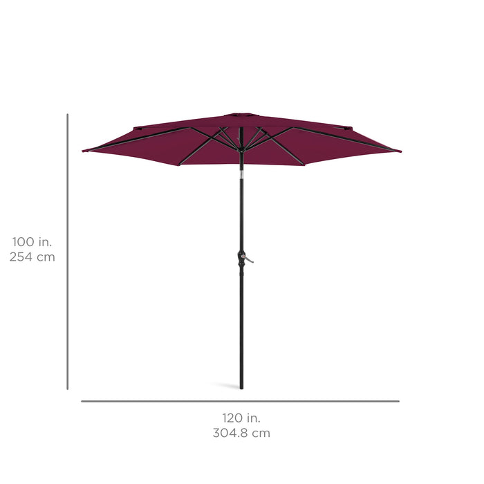 Outdoor Steel Market Patio Umbrella Decoration w/ Tilt, Crank Lift - 10ft