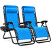 Set of 2 Adjustable Zero Gravity Patio Chair Recliners w/ Cup Holders