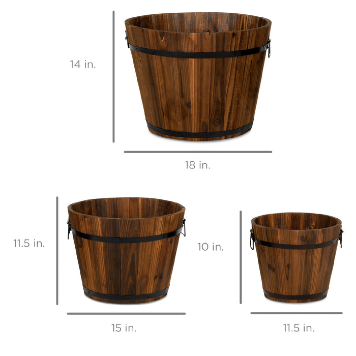 Ensemble de 3 jardinières rustiques en bois avec trous de drainage