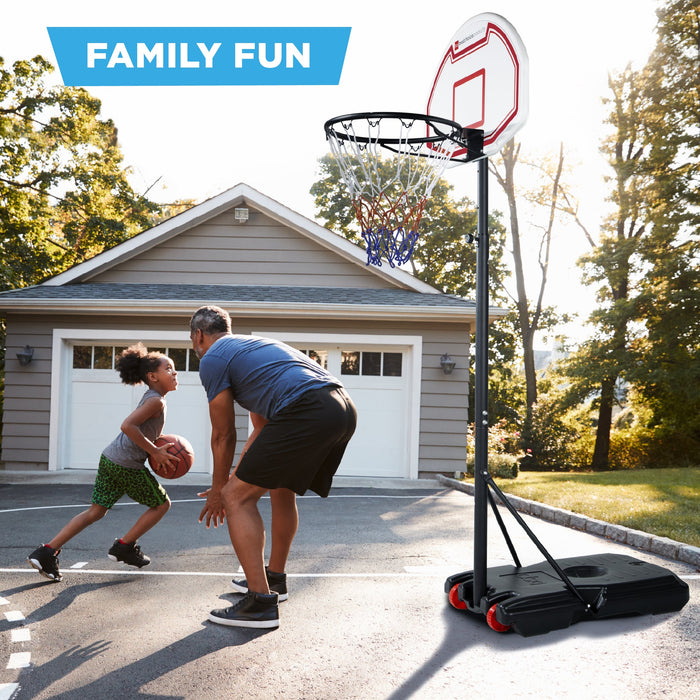 Kids Height-Adjustable Basketball Hoop, Portable Backboard System w/ Wheels