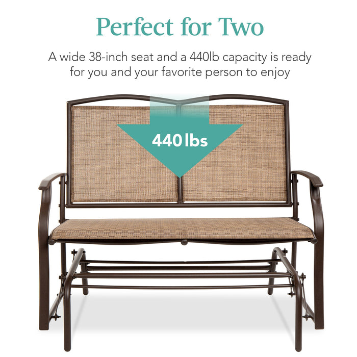 2-Person Patio Loveseat Swing Glider, Bench Rocker w/ Armrests