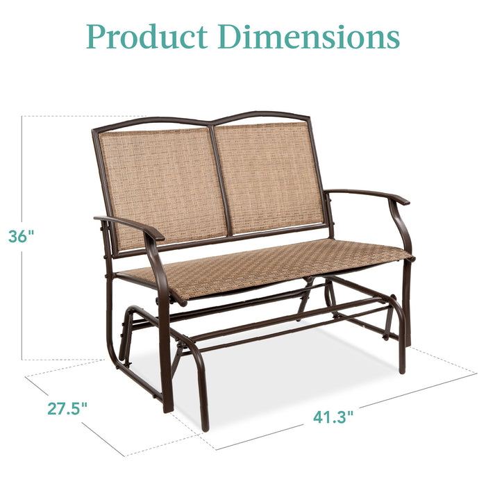 2-Person Patio Loveseat Swing Glider, Bench Rocker w/ Armrests