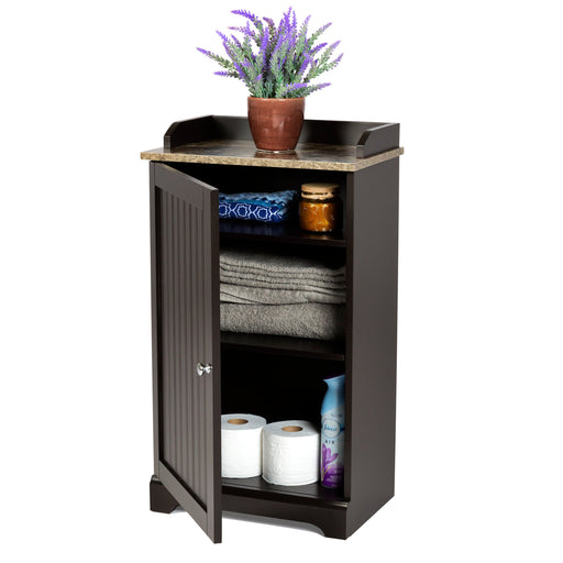 Bathroom Floor Storage Cabinet w/ Versatile Door