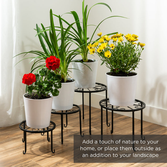 Set of 4 Indoor Outdoor Metal Nesting Plant Stands, Flowerpot Holders