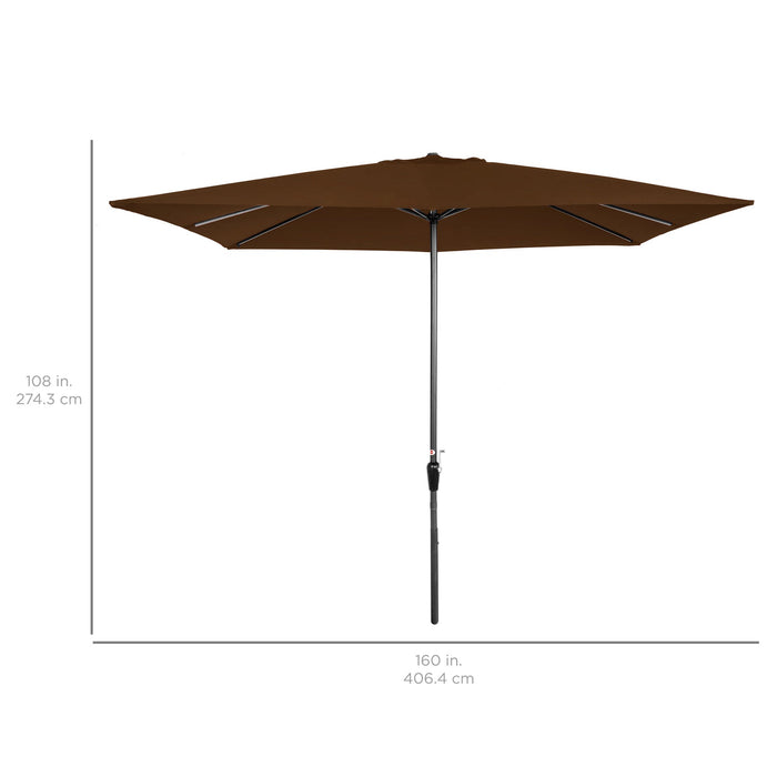 Rectangular Patio Umbrella w/ Easy Crank, UV-Resistant Fabric - 8x11ft