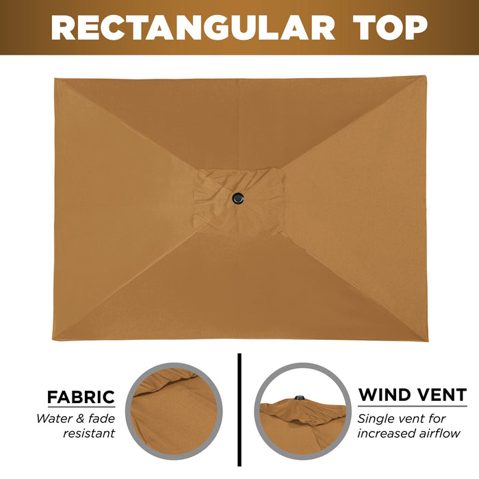 Rectangular Patio Umbrella w/ Easy Crank, UV-Resistant Fabric - 8x11ft