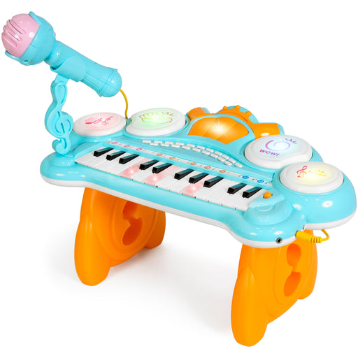 24-Key Kids Musical Electronic Keyboard w/ Drums, Microphone, MP3 - Blue