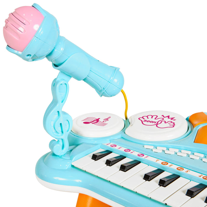 24-Key Kids Musical Electronic Keyboard w/ Drums, Microphone, MP3 - Blue