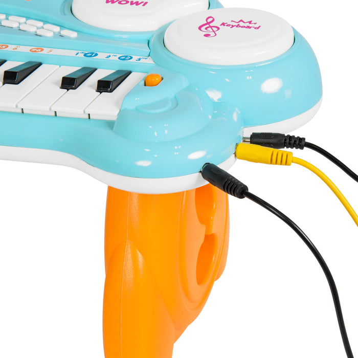 24-Key Kids Musical Electronic Keyboard w/ Drums, Microphone, MP3 - Blue