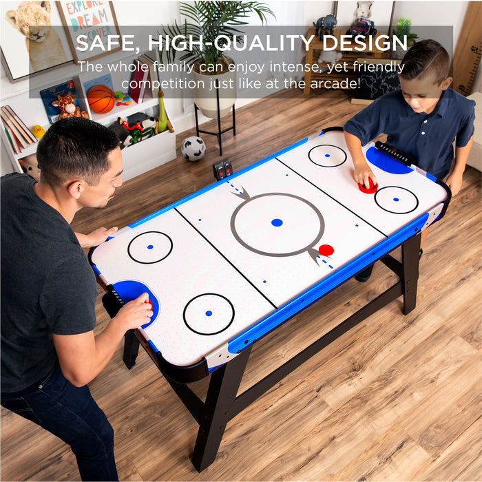 Table de hockey sur air avec 2 rondelles, 2 raquettes, tableau de score à DEL - 58 po