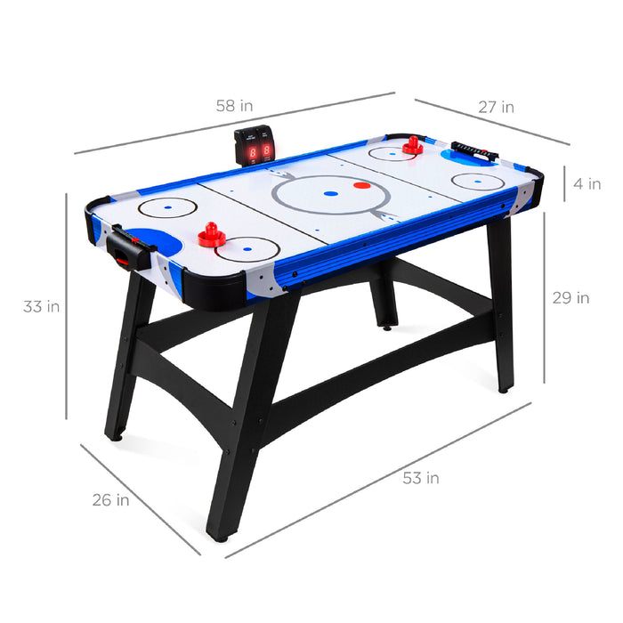 Table de hockey sur air avec 2 rondelles, 2 raquettes, tableau de score à DEL - 58 po