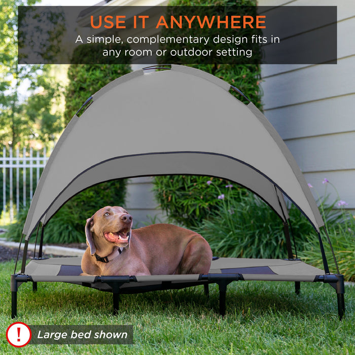 36in Outdoor Raised Cooling Pet Dog Bed w/ Canopy, Travel Bag