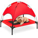 Elevated Cooling Dog Bed, Outdoor Pet Cot w/ Canopy, Carry Bag - 30in