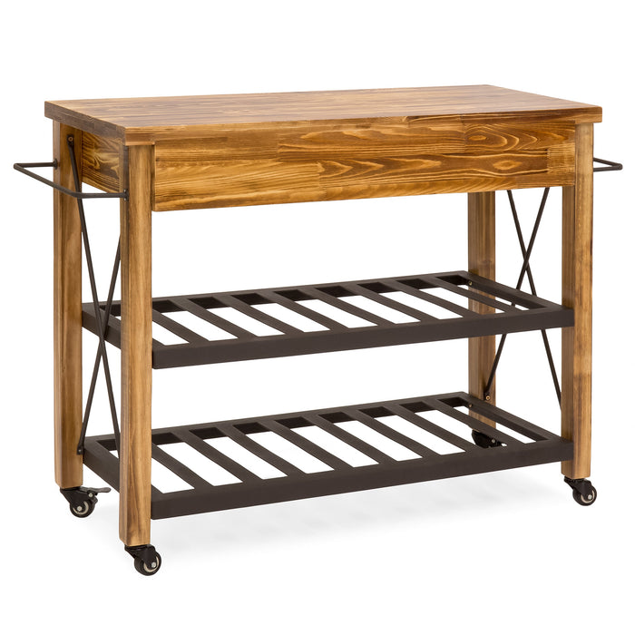 Industrial Kitchen Cart w/ Lockable Wheels - Natural