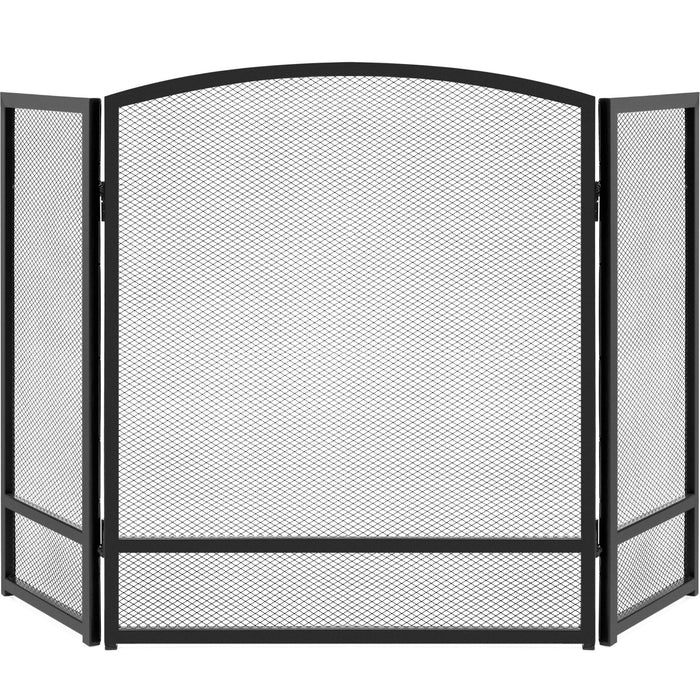 3-Panel Simple Steel Mesh Fireplace Screen w/ Worn Finish - 47.5x27.25in