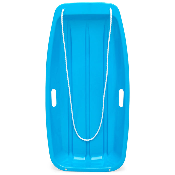 Kids Outdoor Plastic Toboggan Snow Sled Board w/ Pull Rope, Handles - 35in