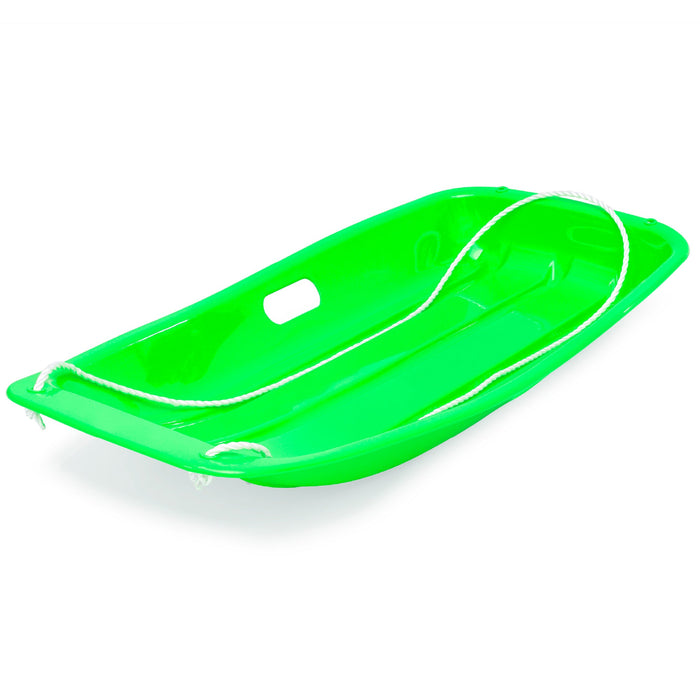 Kids Outdoor Plastic Toboggan Snow Sled Board w/ Pull Rope, Handles - 35in