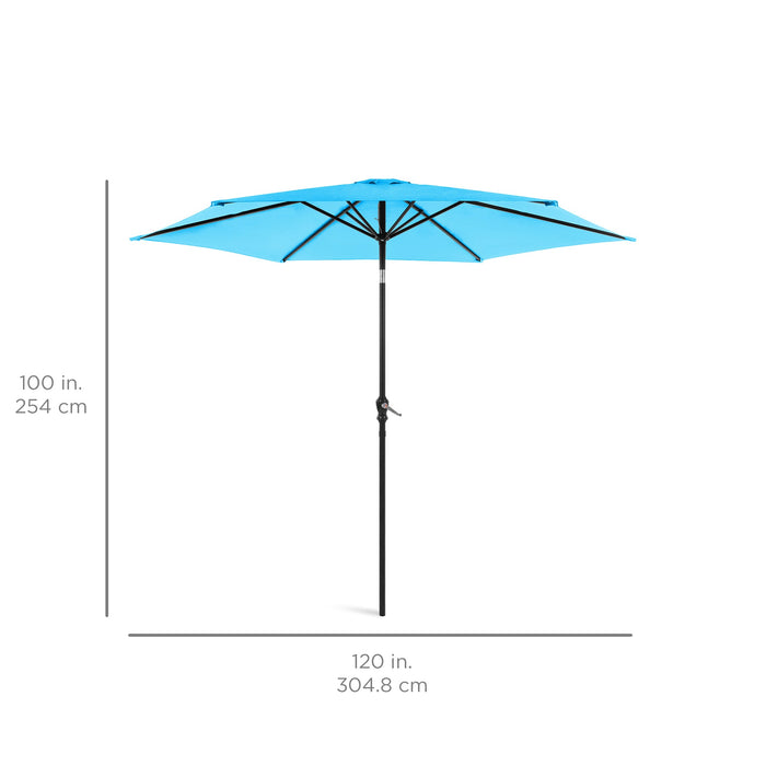 Outdoor Steel Market Patio Umbrella Decoration w/ Tilt, Crank Lift - 10ft