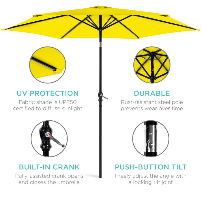 Outdoor Steel Market Patio Umbrella Decoration w/ Tilt, Crank Lift - 10ft