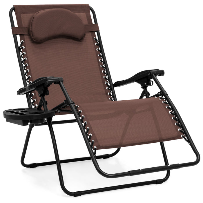 Oversized Reclining Zero Gravity Chair Lounger w/ Cup Holder, Pillow