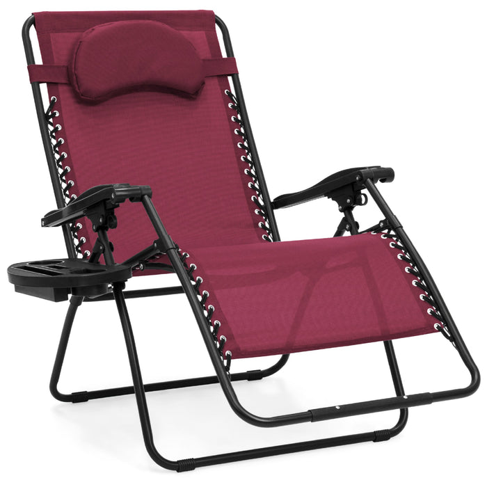 Oversized Reclining Zero Gravity Chair Lounger w/ Cup Holder, Pillow