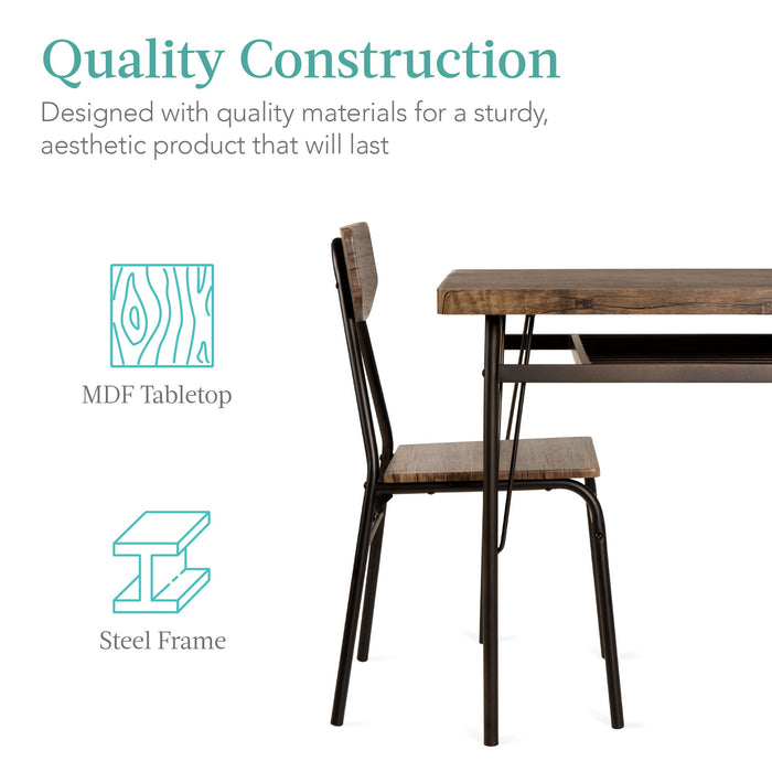 Ensemble de salle à manger moderne 6 pièces avec étagères de rangement, table, banc, 4 chaises - 55 po