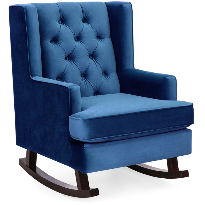 Tufted Upholstered Wingback Rocking Chair