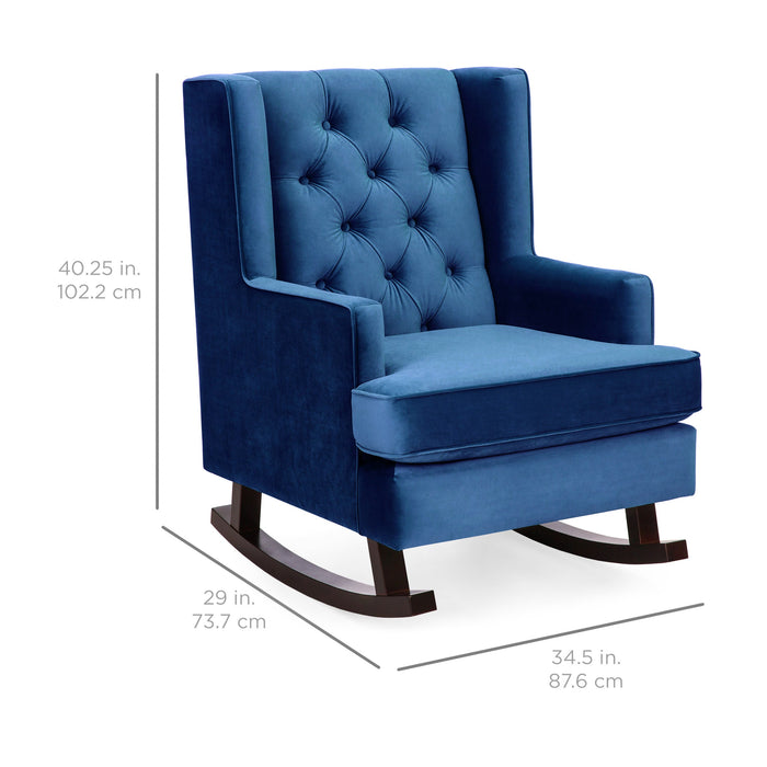 Tufted Upholstered Wingback Rocking Chair