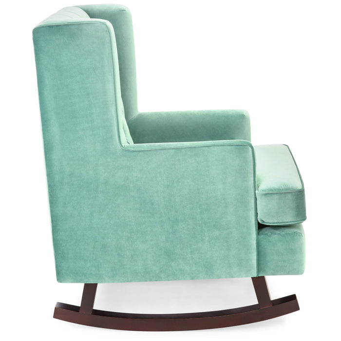 Tufted Upholstered Wingback Rocking Chair