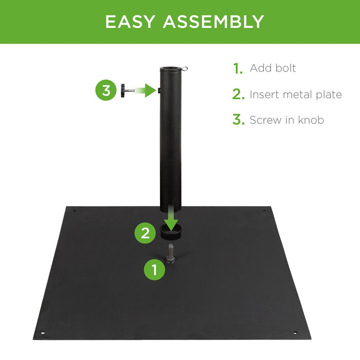 Steel Umbrella Base, Patio Stand w/ Tightening Knob & Anchor Holes - 38.5lb