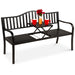 Steel Bench for Outdoor Patio and Garden w/ Pullout Middle Table