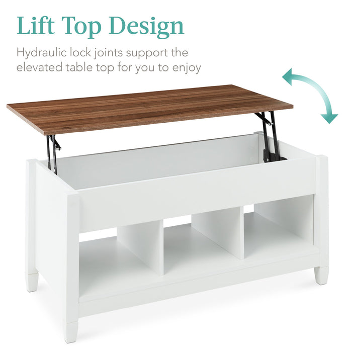 Multifunctional Lift Top Coffee Table w/ Hidden Storage, 3 Cubbies