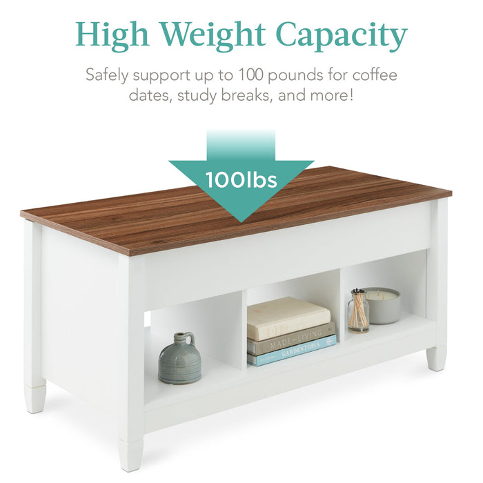 Multifunctional Lift Top Coffee Table w/ Hidden Storage, 3 Cubbies