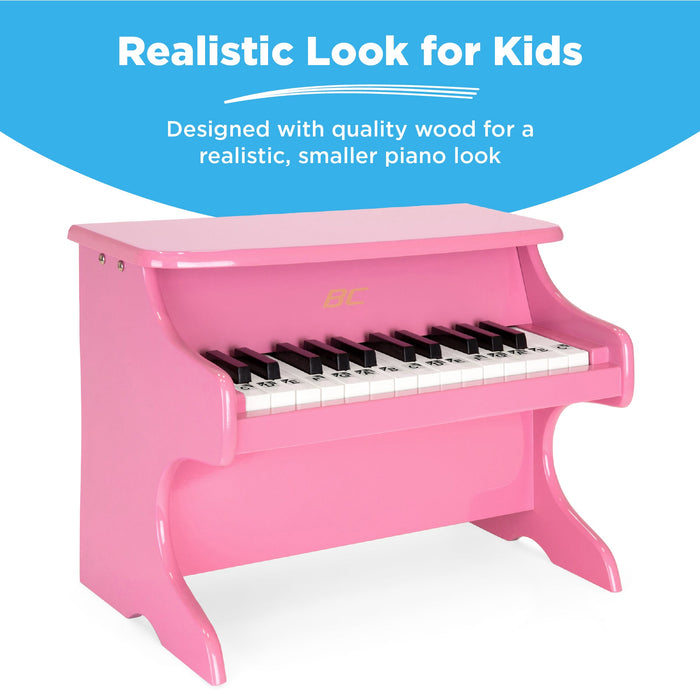 Mini piano en bois à 25 touches pour enfants avec autocollants de notes clés et livre de musique