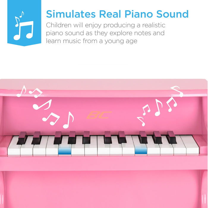 Mini piano en bois à 25 touches pour enfants avec autocollants de notes clés et livre de musique