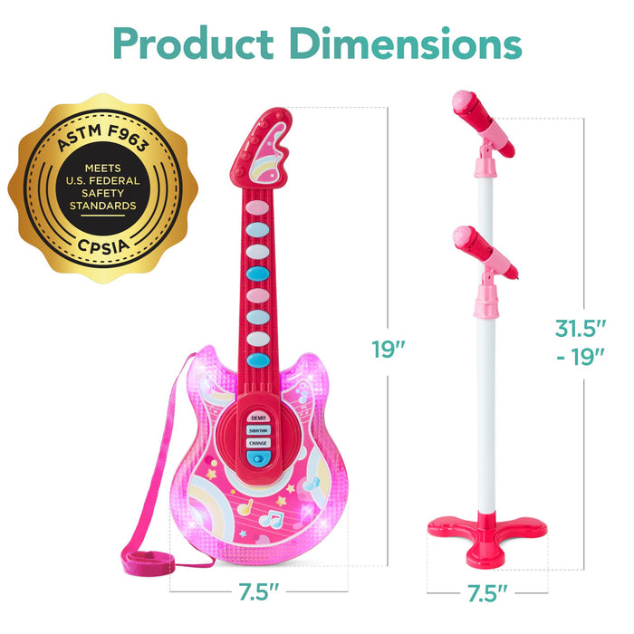 Jouet de guitare pour enfants avec microphone et support - 19 pouces