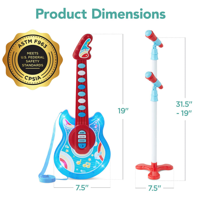 Jouet de guitare pour enfants avec microphone et support - 19 pouces