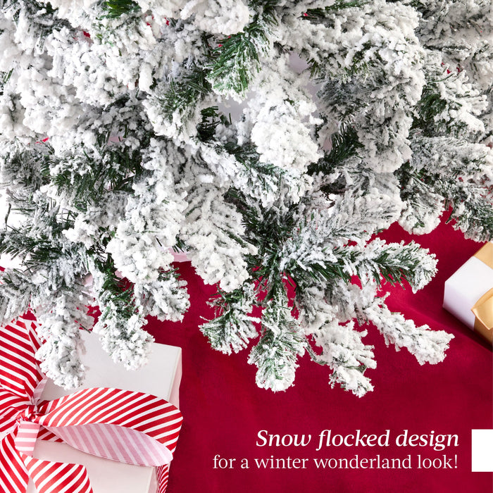 Snow Flocked Artificial Pencil Christmas Tree w/ Stand