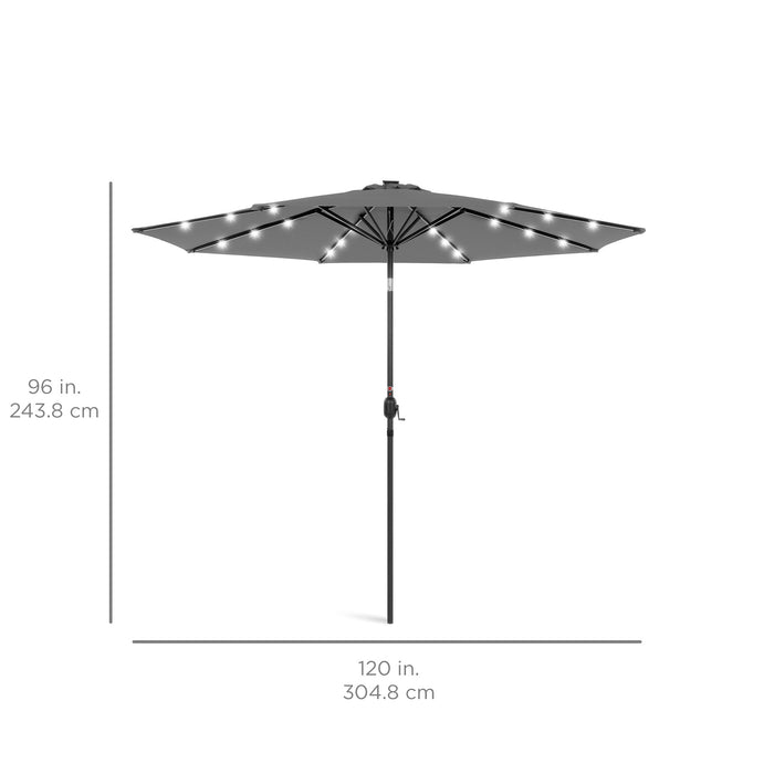 Solar LED Lighted Patio Umbrella w/ Tilt Adjustment, UV-Resistant- 10ft