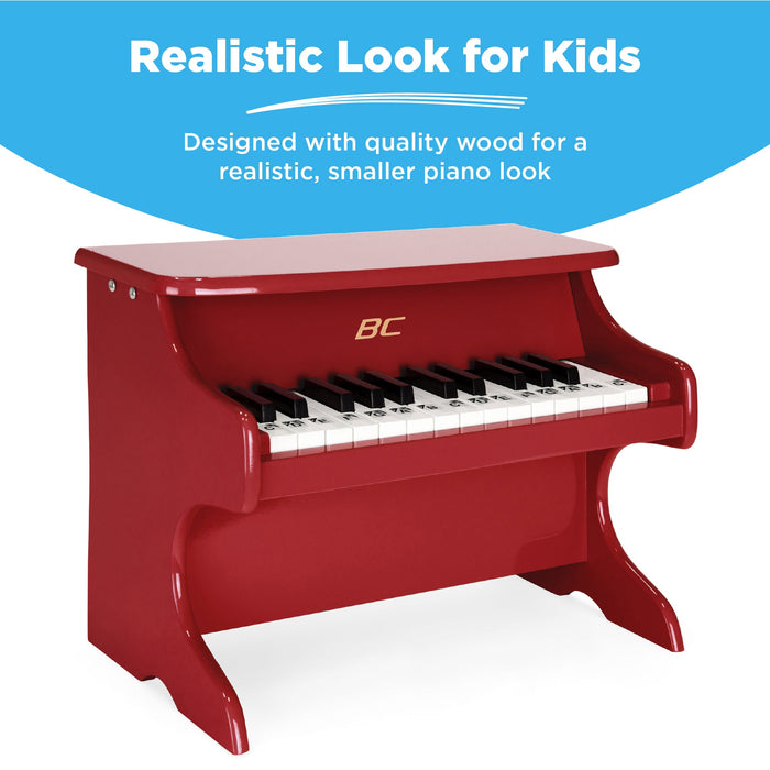 Mini piano en bois à 25 touches pour enfants avec autocollants de notes clés et livre de musique